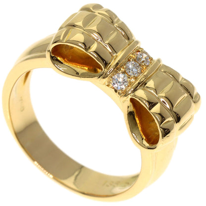 Dior Ribbon Diamond Ring K18 Yellow Gold Ladies [Used]
