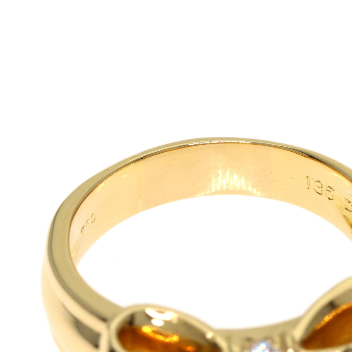 Dior Ribbon Diamond Ring K18 Yellow Gold Ladies [Used]