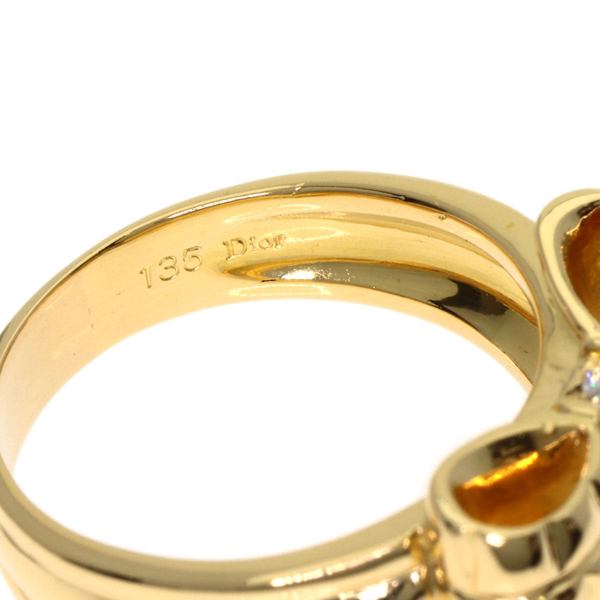 Dior Ribbon Diamond Ring K18 Yellow Gold Ladies [Used]