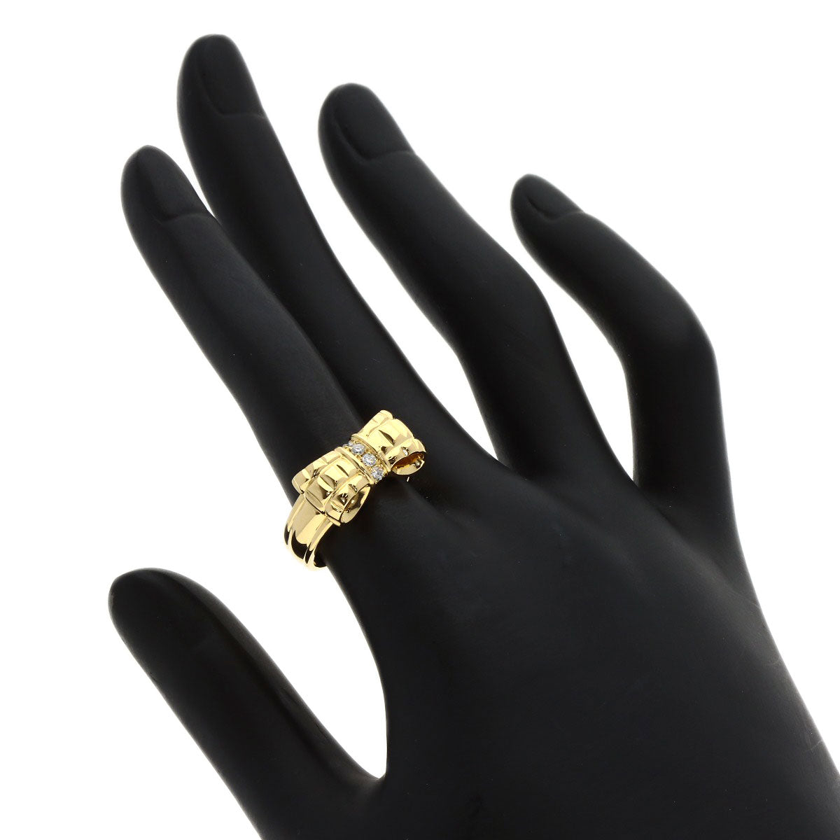 Dior Ribbon Diamond Ring K18 Yellow Gold Ladies [Used]
