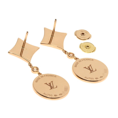 LOUIS VUITTON Double Star Blossom Mother of Pearl Pearl Diamond earring K18 Pink Gold Ladies [Used]