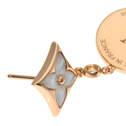 LOUIS VUITTON Double Star Blossom Mother of Pearl Pearl Diamond earring K18 Pink Gold Ladies [Used]