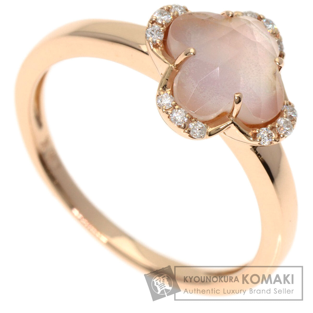 VENDOME Shell Rose Quartz Diamond Ring K18 Pink Gold Ladies [Used]
