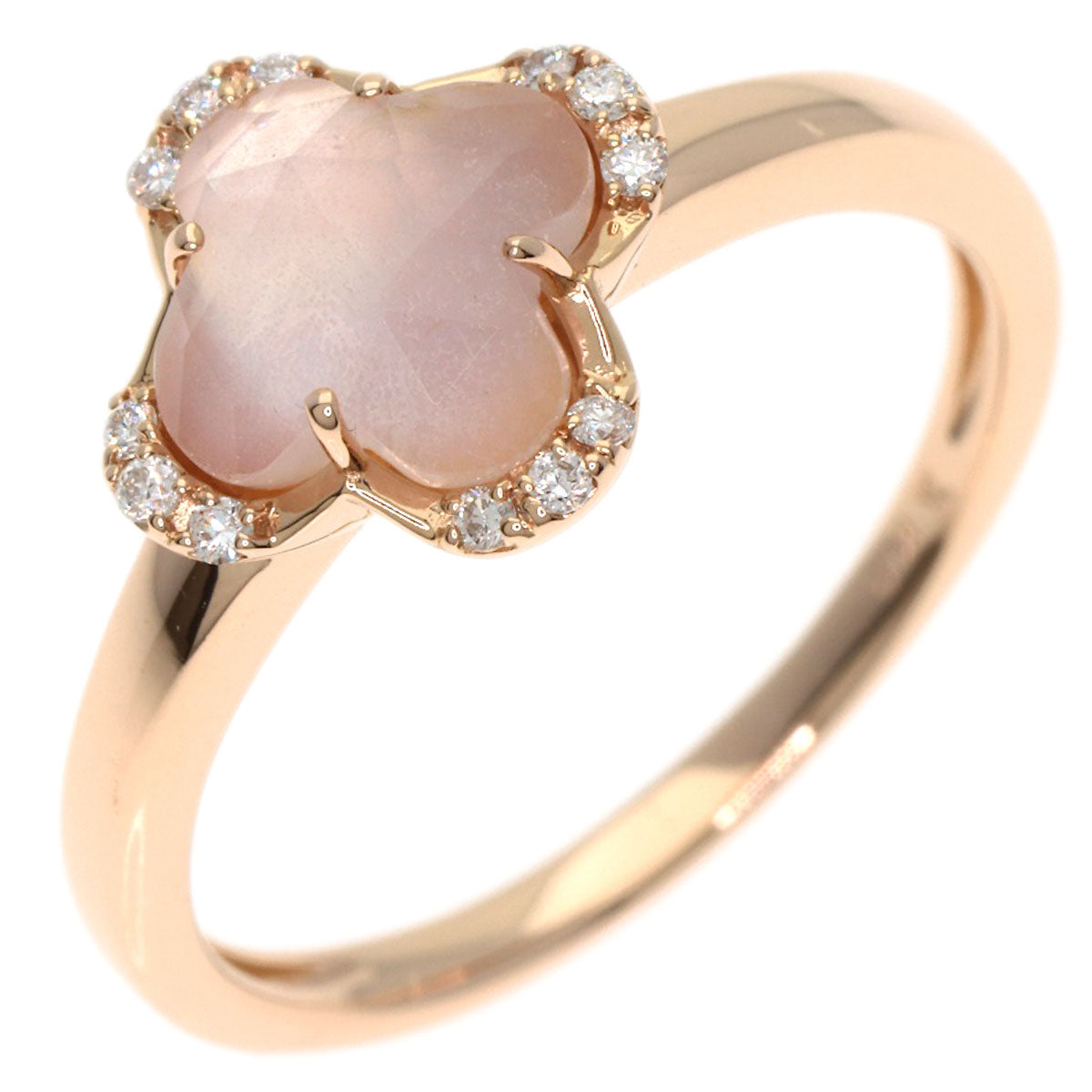 VENDOME Shell Rose Quartz Diamond Ring K18 Pink Gold Ladies [Used]