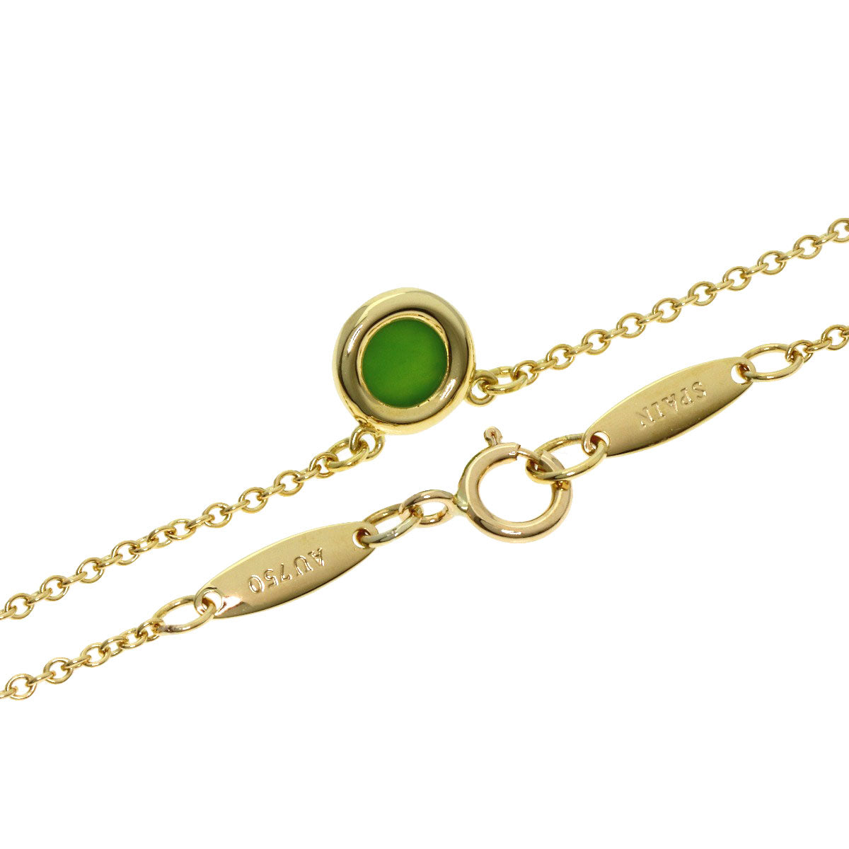 TIFFANY&Co. Color By The Yard Green Nephrite Jade Necklace K18 Yellow Gold Ladies [Used]