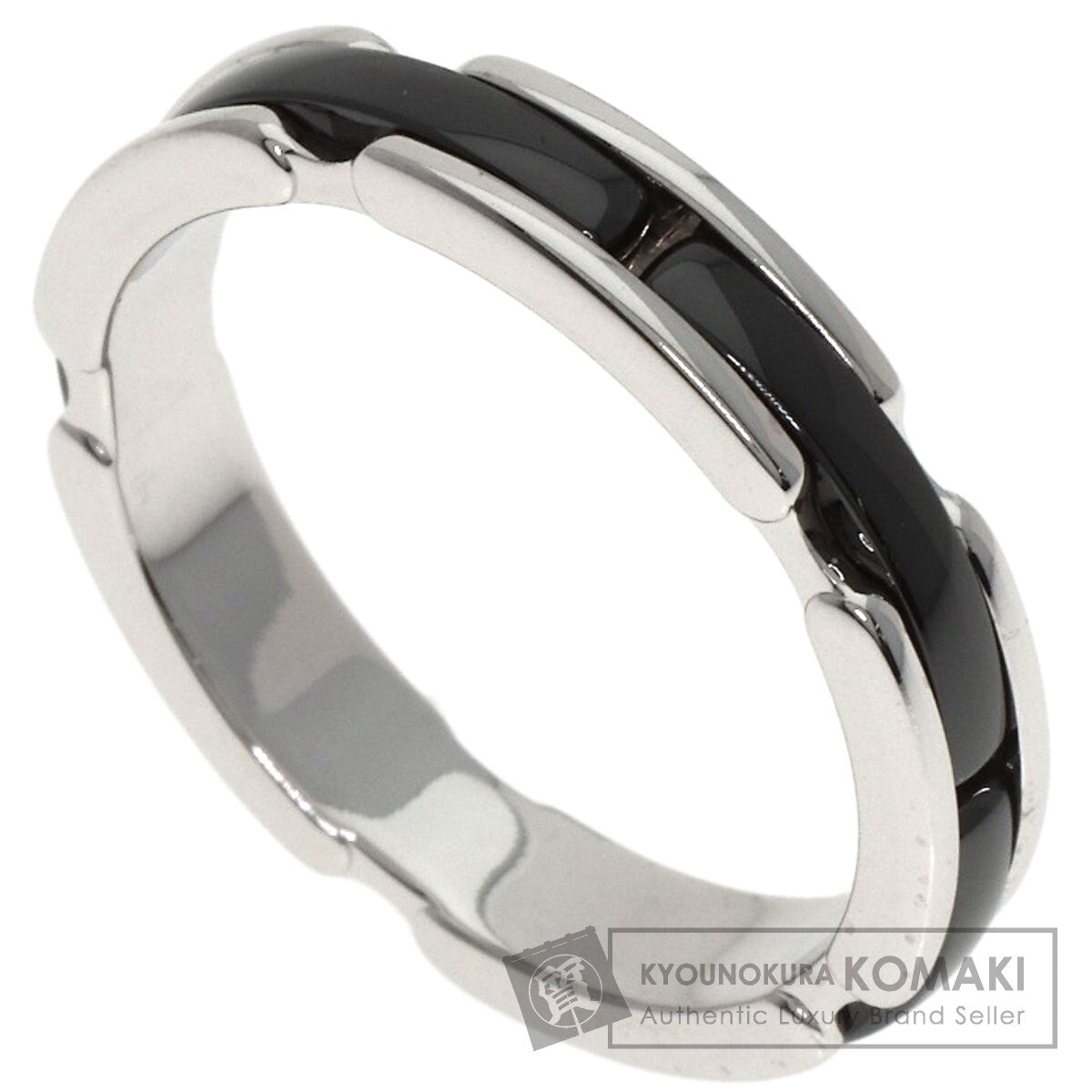 CHANEL Ultra Small Black Ceramic #57 Ring K18 White Gold Ladies [Used]
