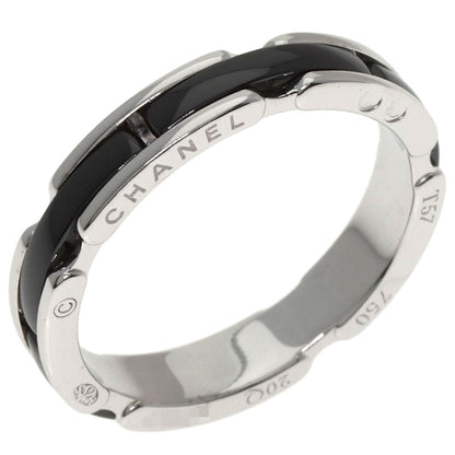 CHANEL Ultra Small Black Ceramic #57 Ring K18 White Gold Ladies [Used]
