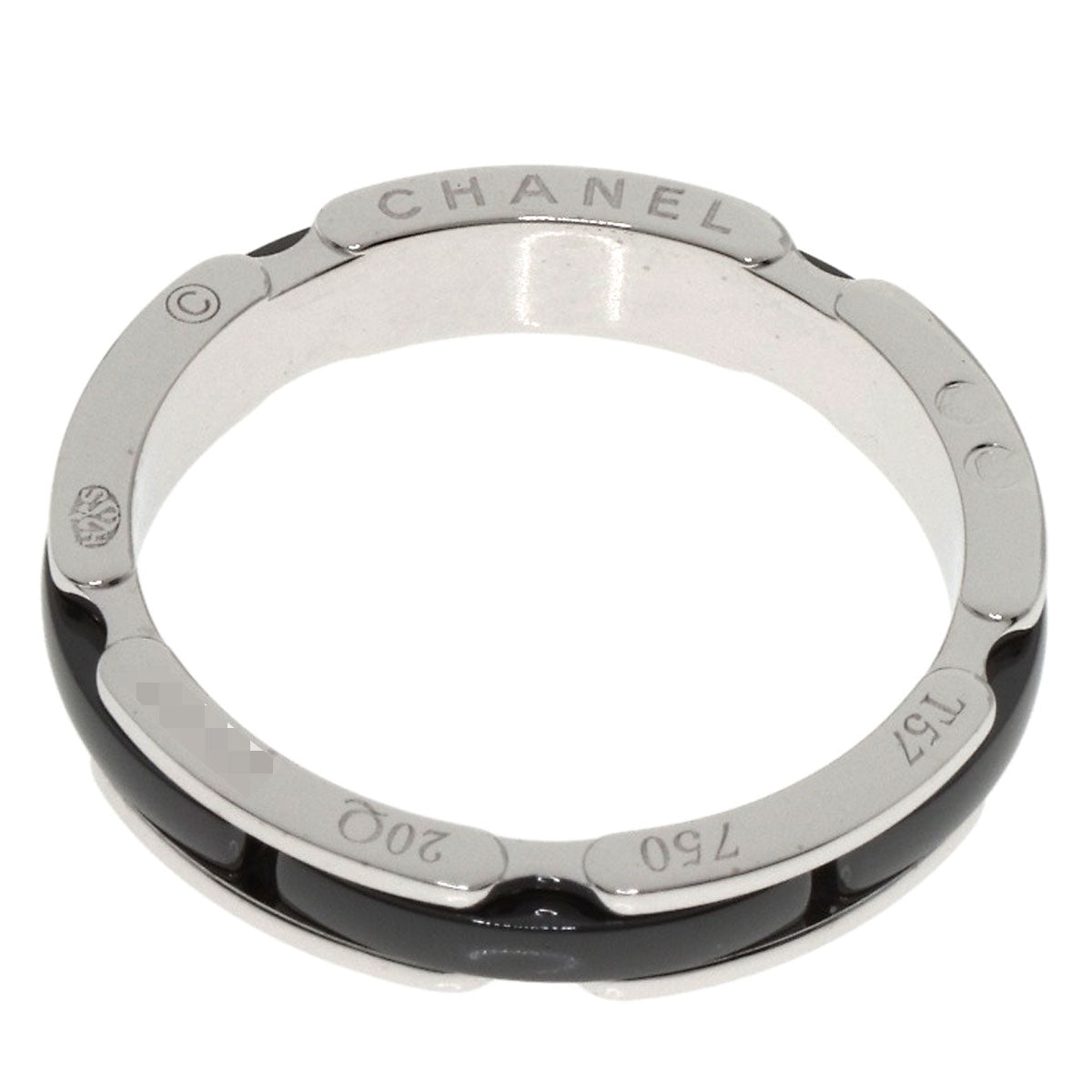 CHANEL Ultra Small Black Ceramic #57 Ring K18 White Gold Ladies [Used]