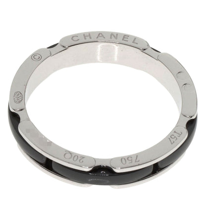 CHANEL Ultra Small Black Ceramic #57 Ring K18 White Gold Ladies [Used]