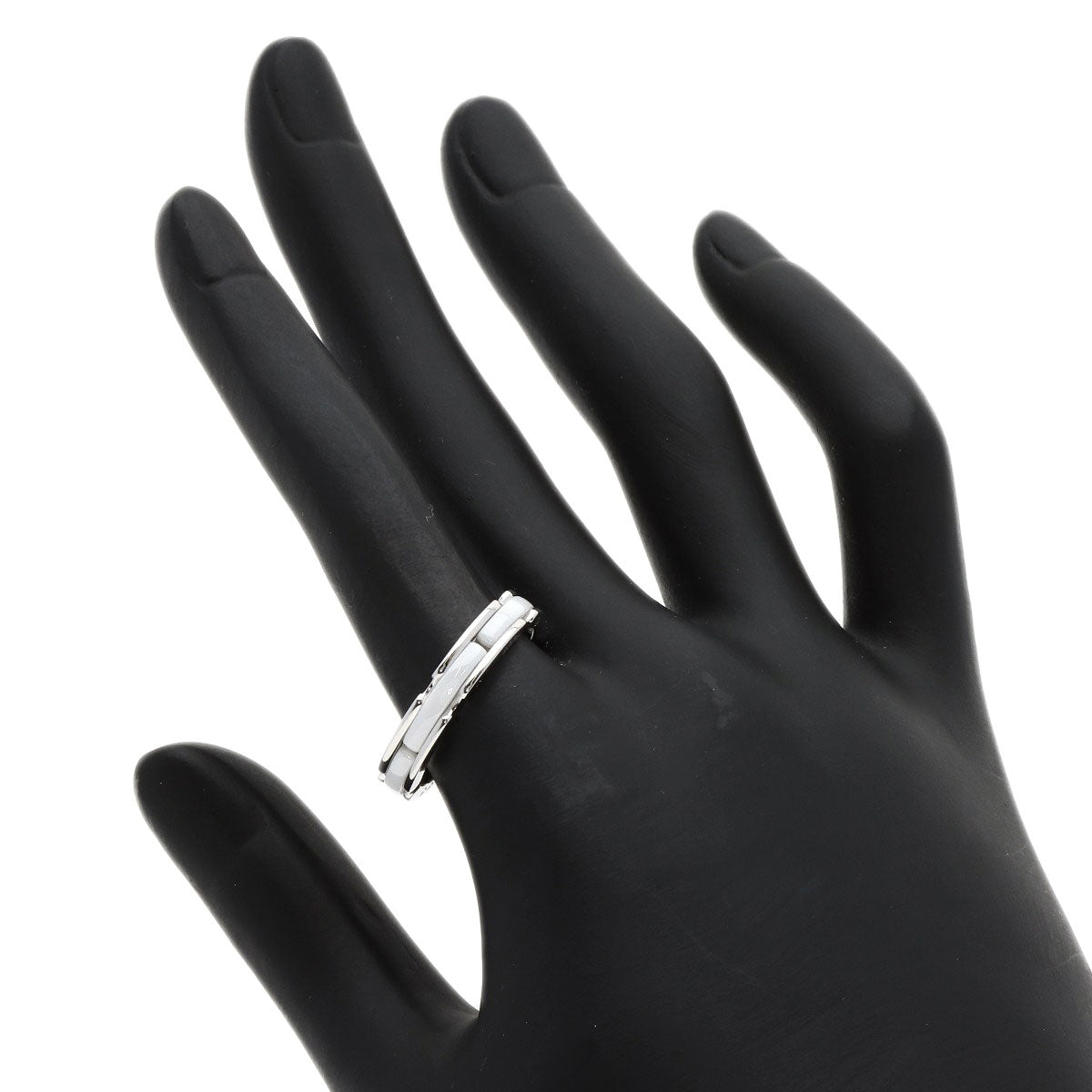CHANEL Ultra Small White Ceramic #57 Ring K18 White Gold CeramicLadies [Used]