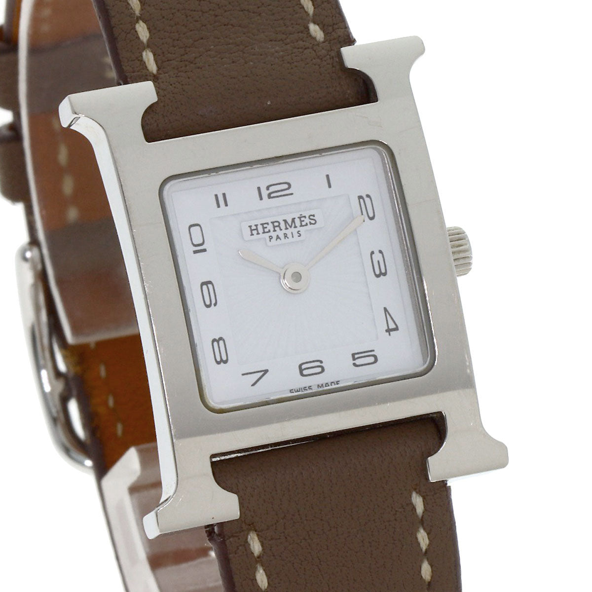 HERMES H watch Watches HH1.210 Stainless Steel/Leather Ladies