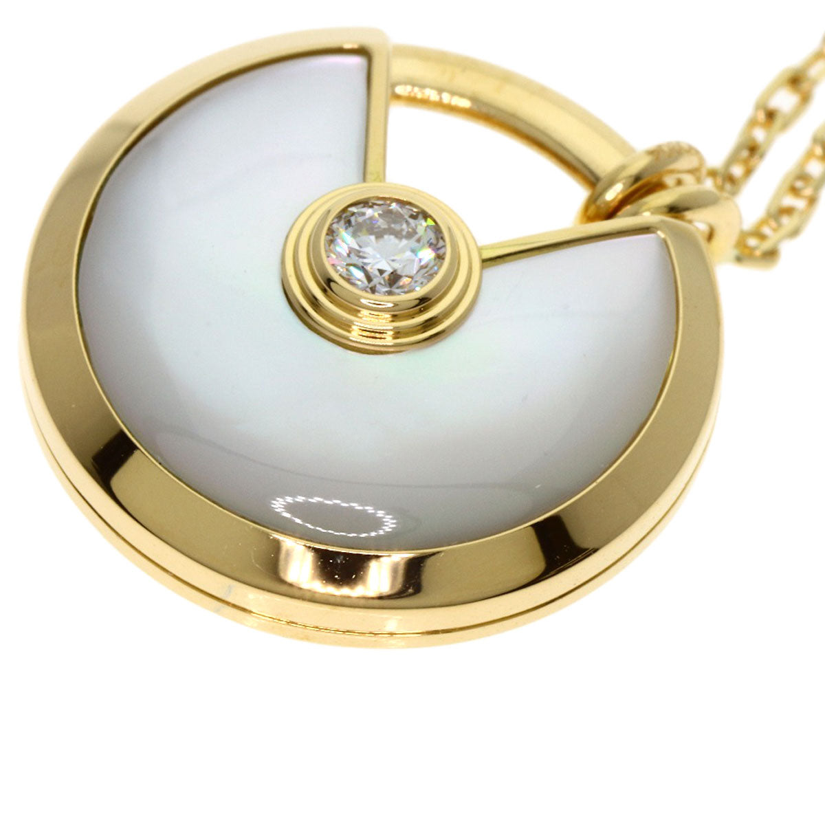CARTIER Amulet SM Shell Diamond Necklace K18 Yellow Gold Ladies [Used]