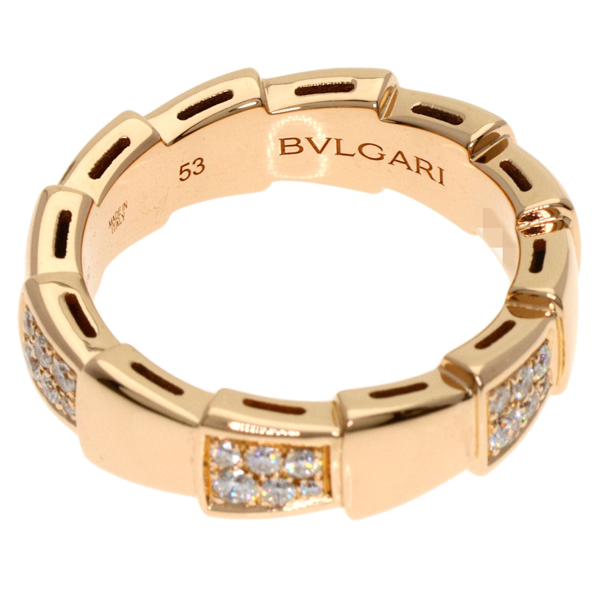 BVLGARI Serpenti Viper Diamond #53 Ring K18 Pink Gold Ladies [Used]
