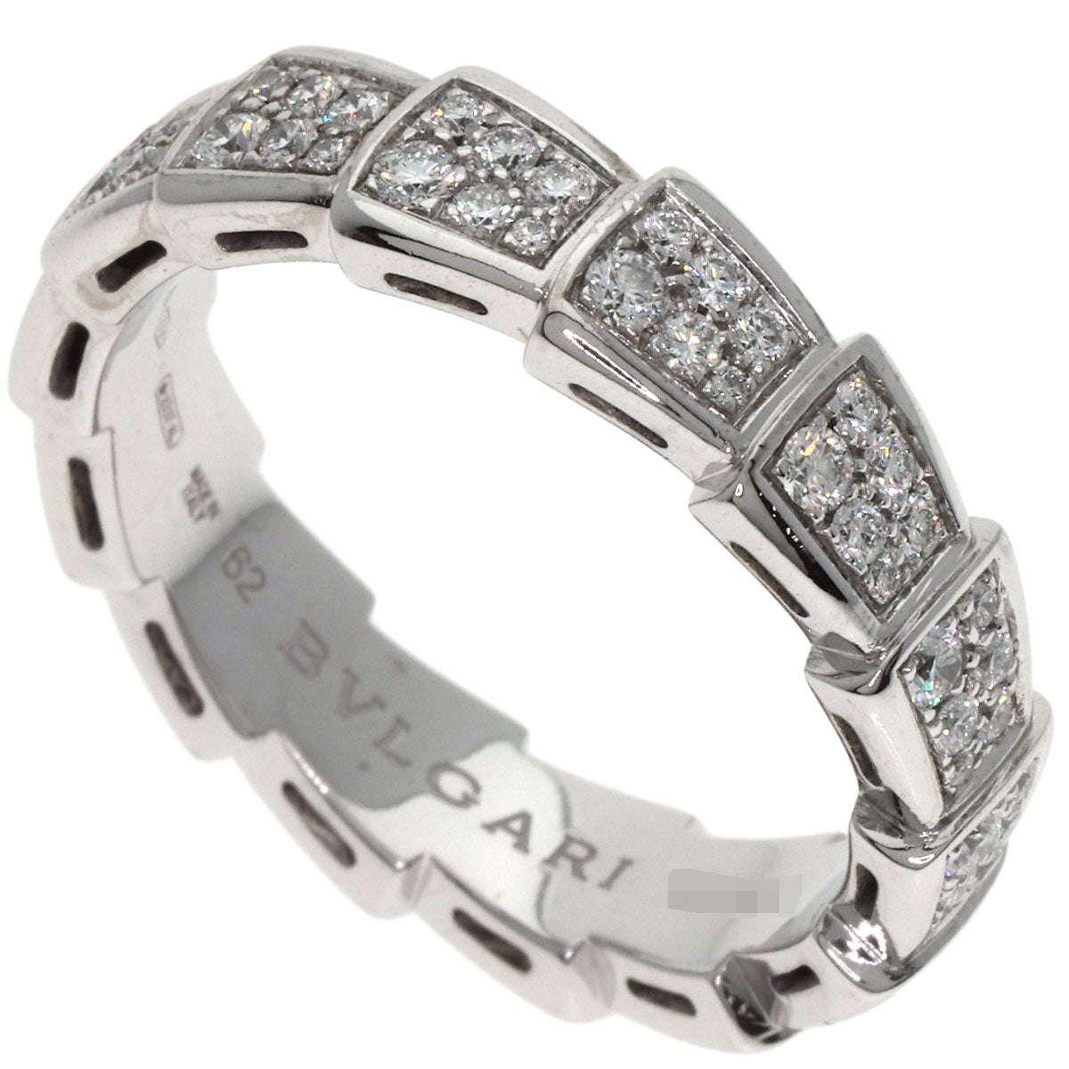 BVLGARI Serpenti Viper Full Diamond #62 Ring K18 White Gold Ladies [Used]