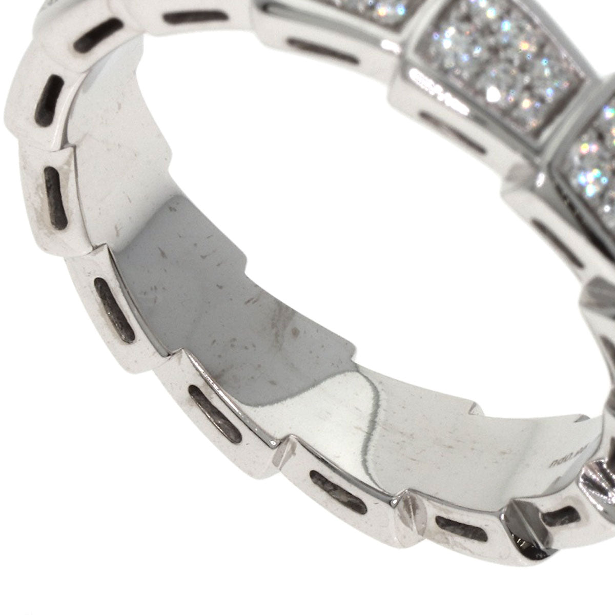 BVLGARI Serpenti Viper Full Diamond #62 Ring K18 White Gold Ladies [Used]
