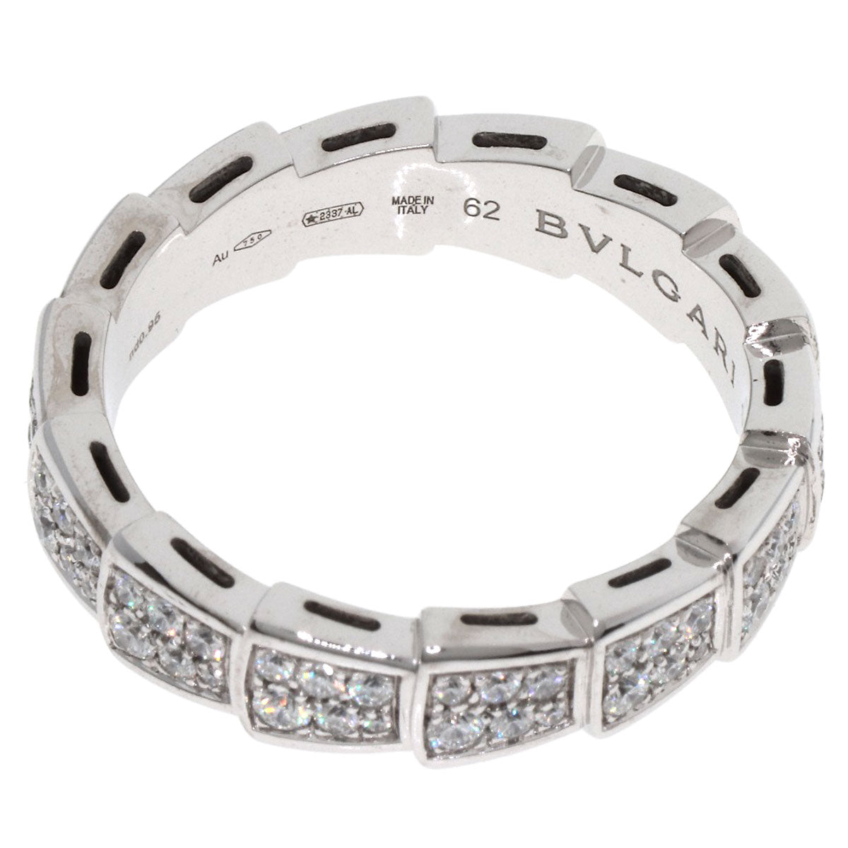 BVLGARI Serpenti Viper Full Diamond #62 Ring K18 White Gold Ladies [Used]