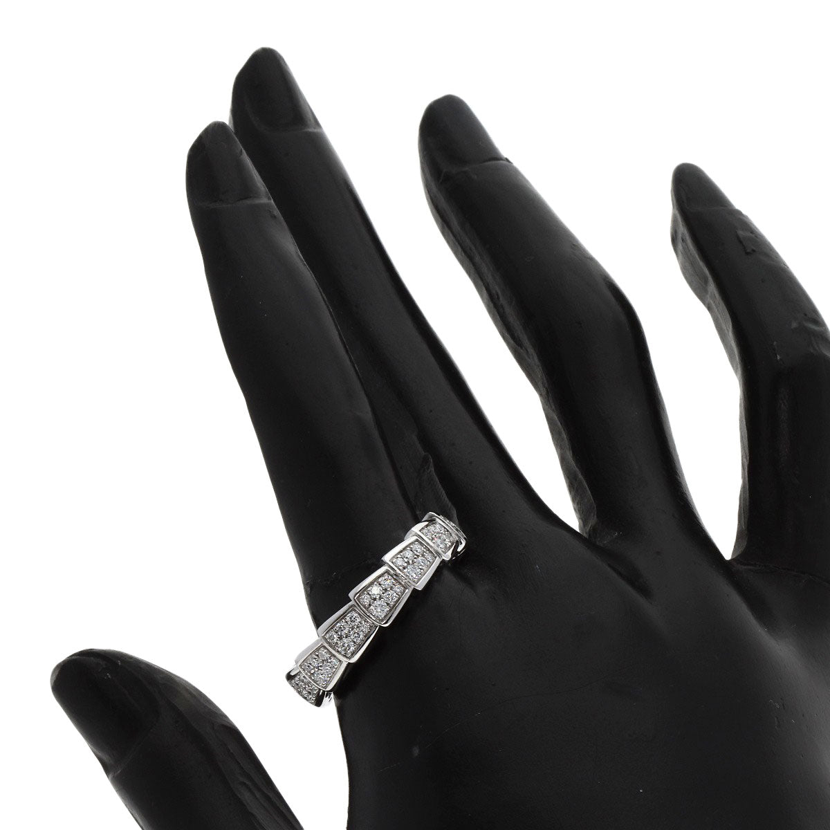 BVLGARI Serpenti Viper Full Diamond #62 Ring K18 White Gold Ladies [Used]