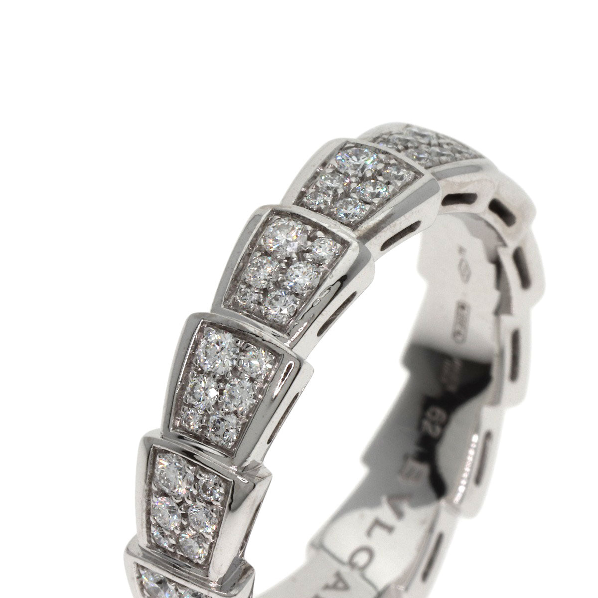 BVLGARI Serpenti Viper Full Diamond #62 Ring K18 White Gold Ladies [Used]