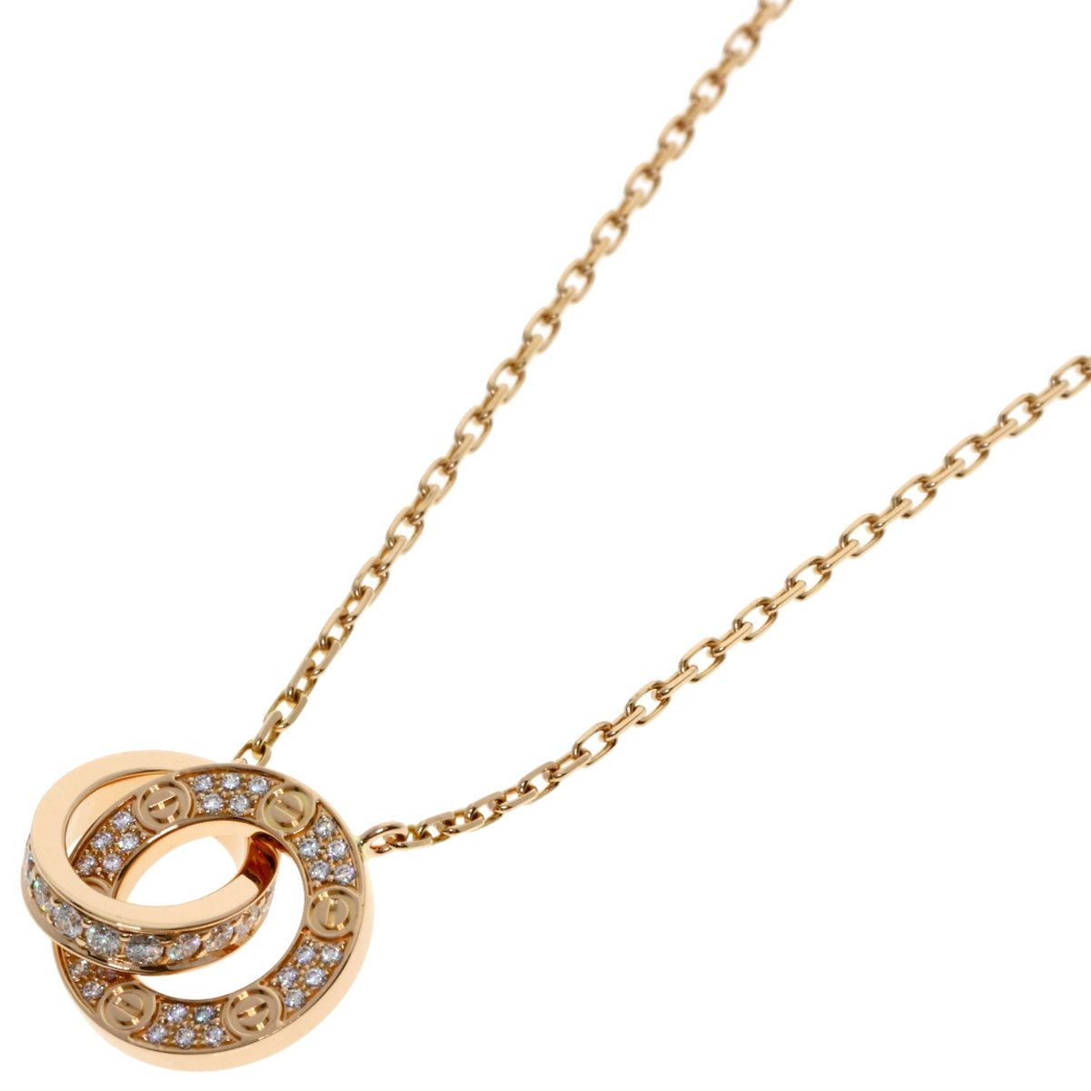 CARTIER Love Circle Full Diamond Necklace K18 Pink Gold Ladies [Used]