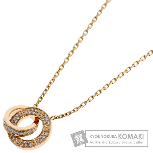 CARTIER Love Circle Full Diamond Necklace K18 Pink Gold Ladies [Used]