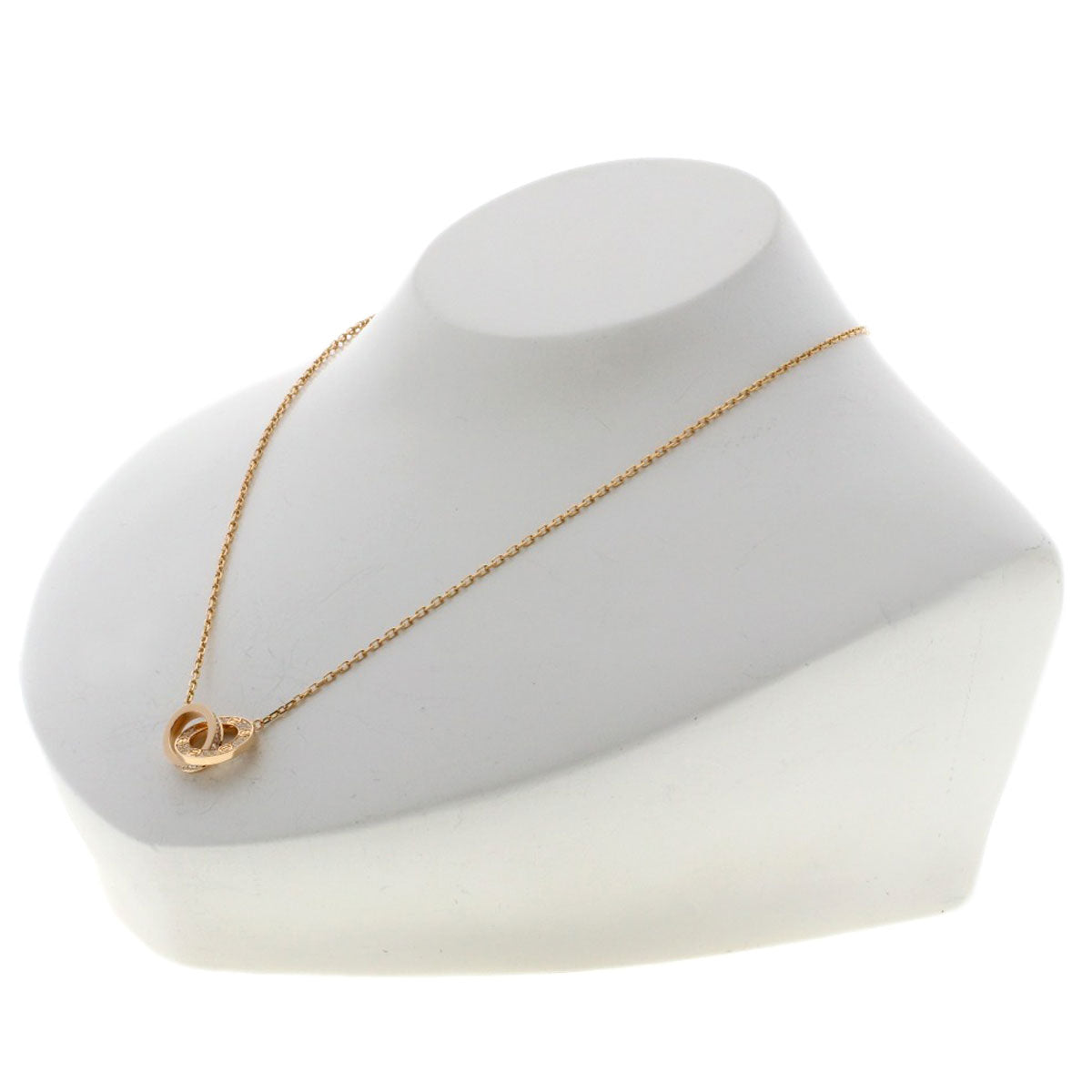 CARTIER Love Circle Full Diamond Necklace K18 Pink Gold Ladies [Used]