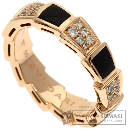 BVLGARI Serpenti Viper Onyx Diamond #55 Ring K18 Pink Gold Ladies [Used]