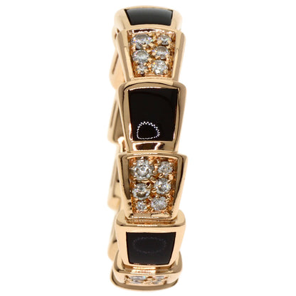 BVLGARI Serpenti Viper Onyx Diamond #55 Ring K18 Pink Gold Ladies [Used]