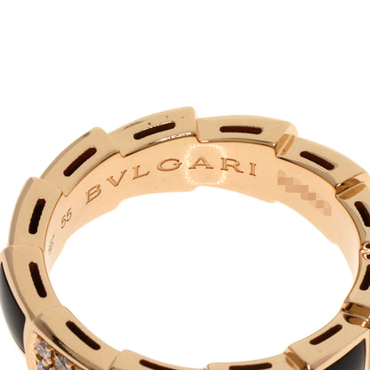 BVLGARI Serpenti Viper Onyx Diamond #55 Ring K18 Pink Gold Ladies [Used]