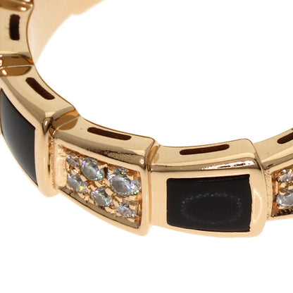 BVLGARI Serpenti Viper Onyx Diamond #55 Ring K18 Pink Gold Ladies [Used]
