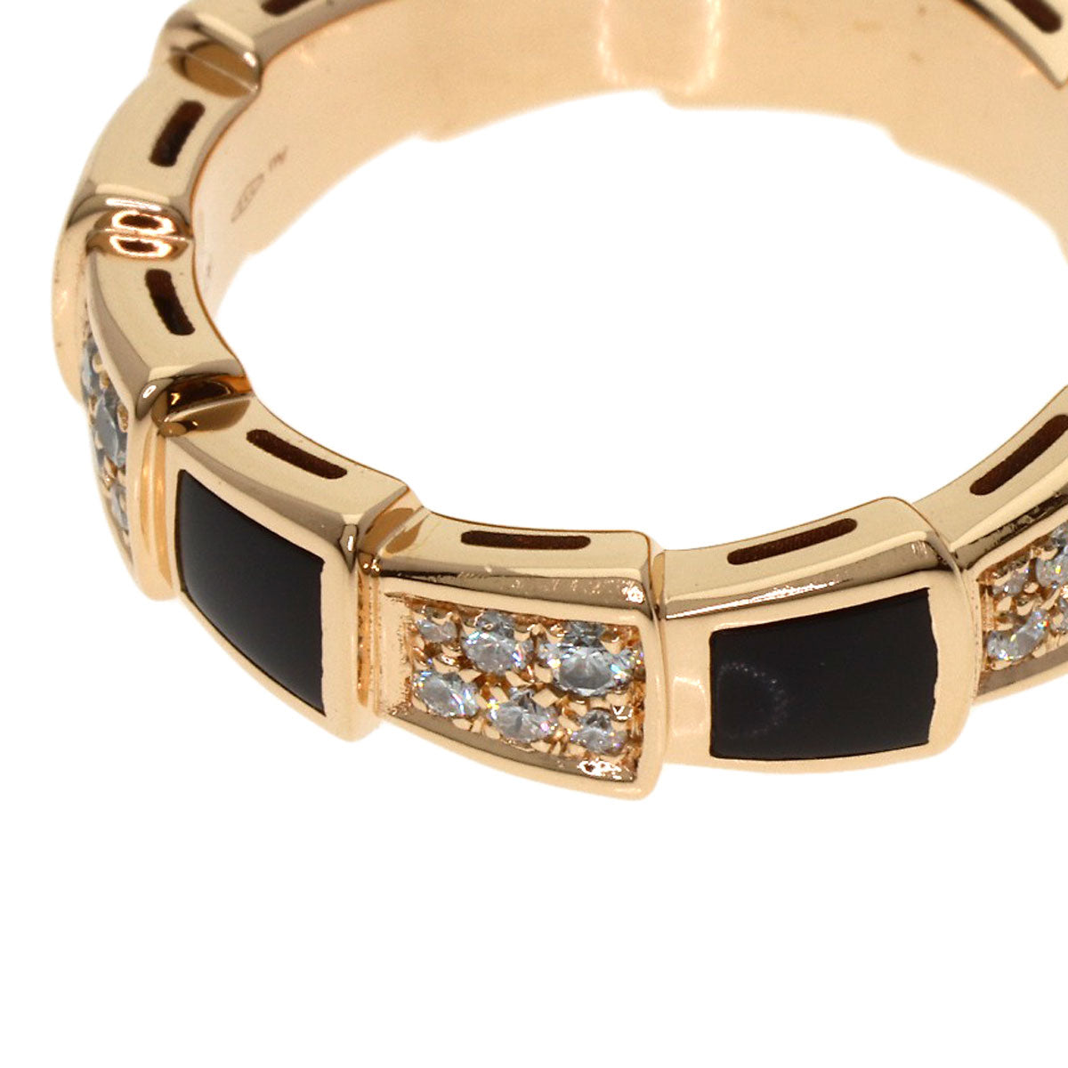 BVLGARI Serpenti Viper Onyx Diamond #55 Ring K18 Pink Gold Ladies [Used]