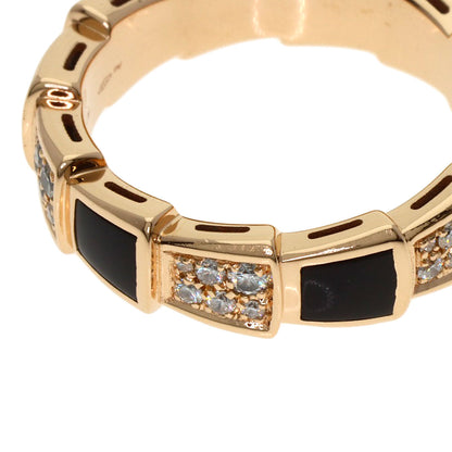 BVLGARI Serpenti Viper Onyx Diamond #55 Ring K18 Pink Gold Ladies [Used]