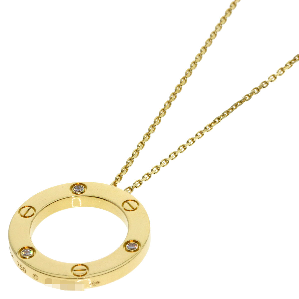 CARTIER Love circle Diamond Necklace K18 Yellow Gold Ladies [Used]
