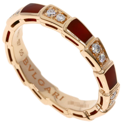 BVLGARI Serpenti Viper Carnelian Diamond #55 Ring K18 Pink Gold Ladies [Used]