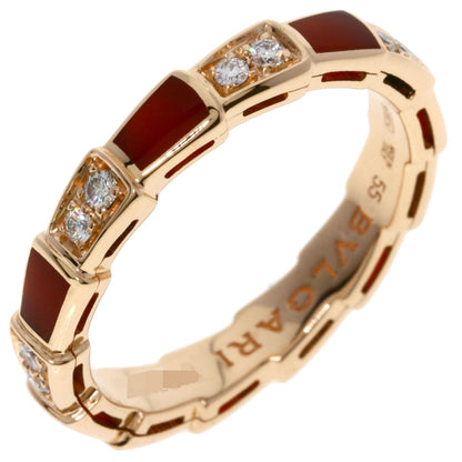 BVLGARI Serpenti Viper Carnelian Diamond #55 Ring K18 Pink Gold Ladies [Used]