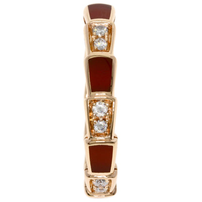 BVLGARI Serpenti Viper Carnelian Diamond #55 Ring K18 Pink Gold Ladies [Used]