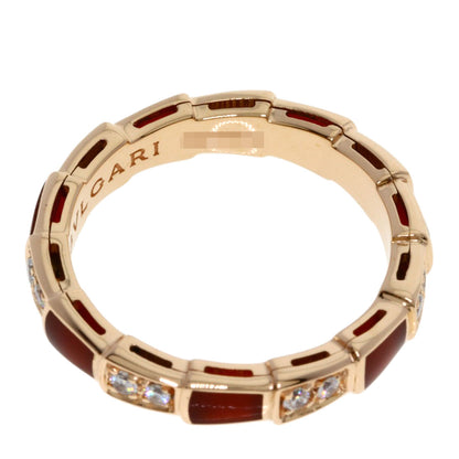 BVLGARI Serpenti Viper Carnelian Diamond #55 Ring K18 Pink Gold Ladies [Used]