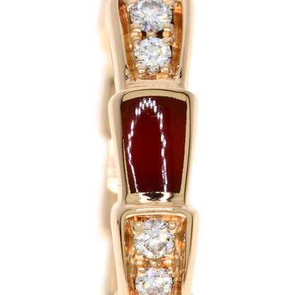 BVLGARI Serpenti Viper Carnelian Diamond #55 Ring K18 Pink Gold Ladies [Used]