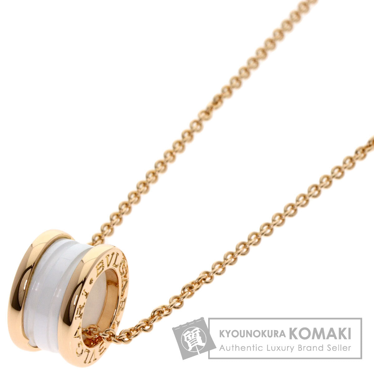 BVLGARI B.zero1 White Ceramic Necklace K18 Pink Gold Ladies [Used]