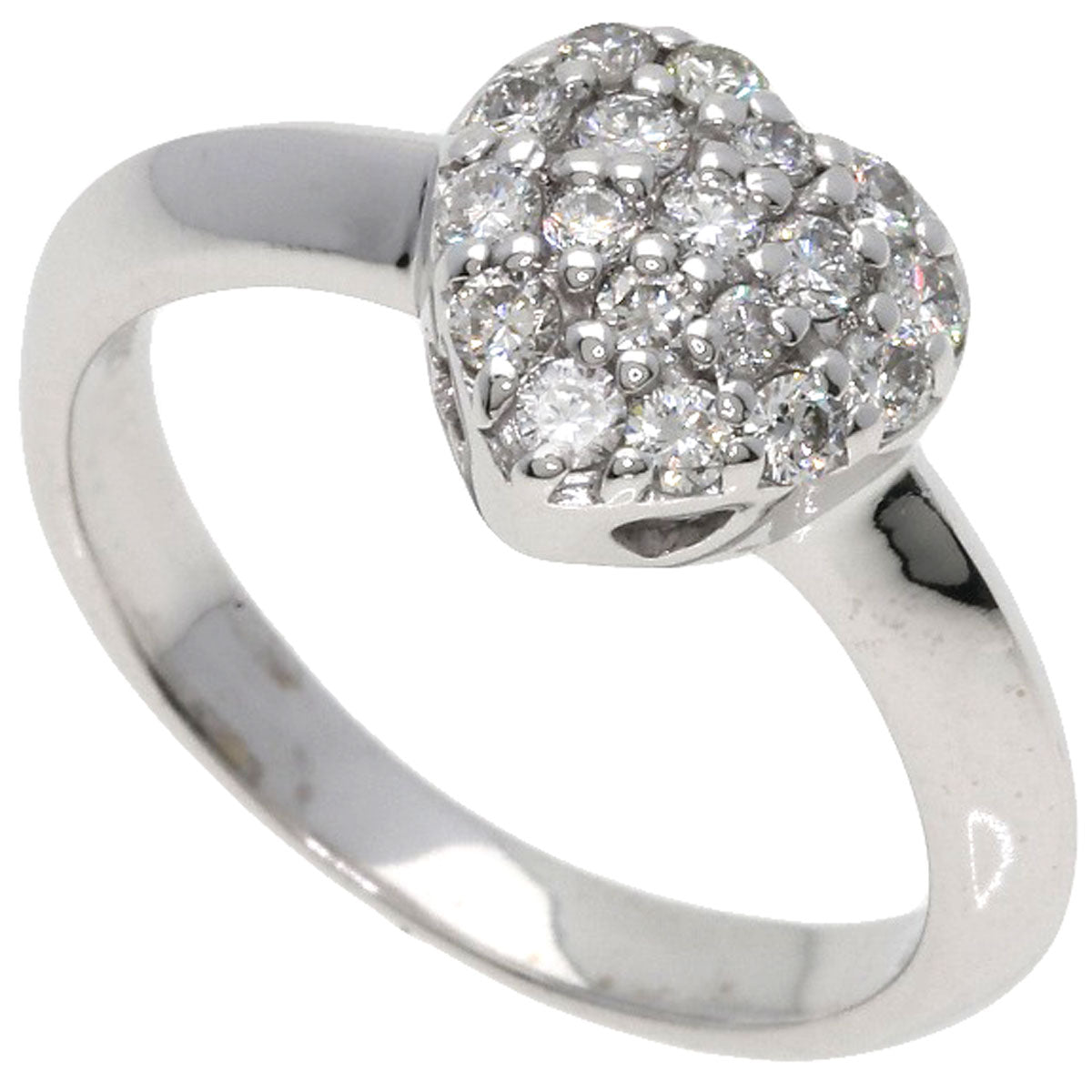 Ponte Vecchio Heart Pave Diamond Ring K18 White Gold Ladies [Used]