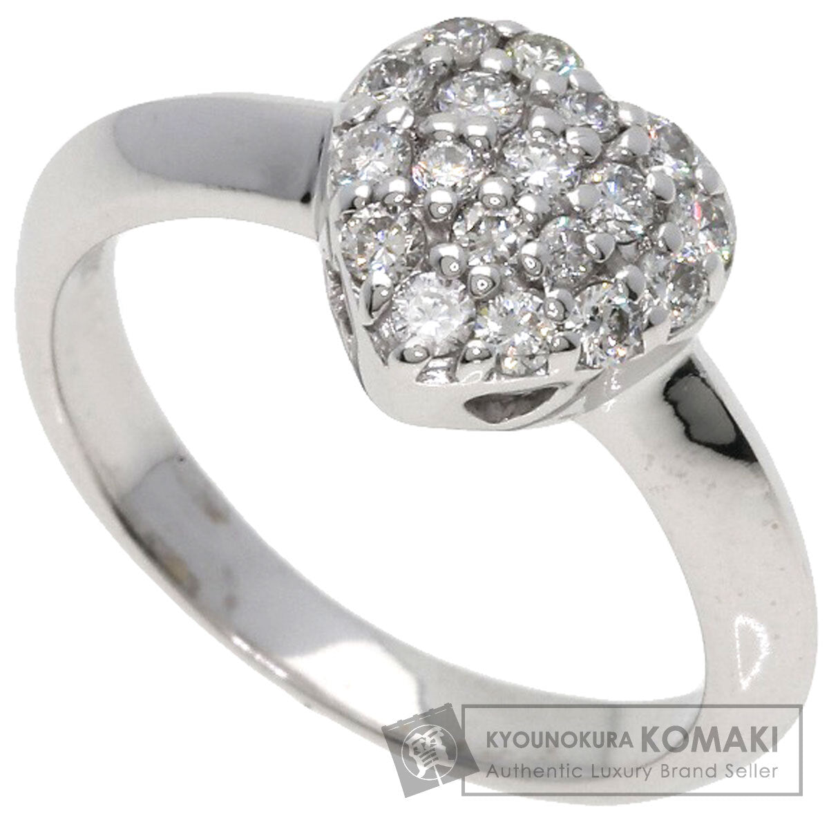 Ponte Vecchio Heart Pave Diamond Ring K18 White Gold Ladies [Used]