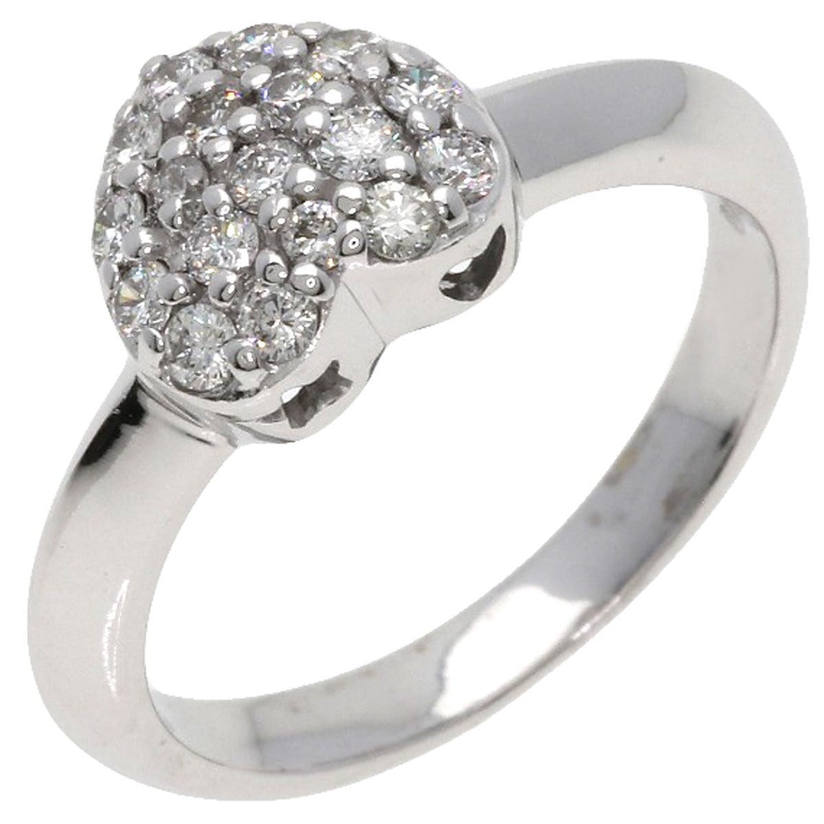 Ponte Vecchio Heart Pave Diamond Ring K18 White Gold Ladies [Used]