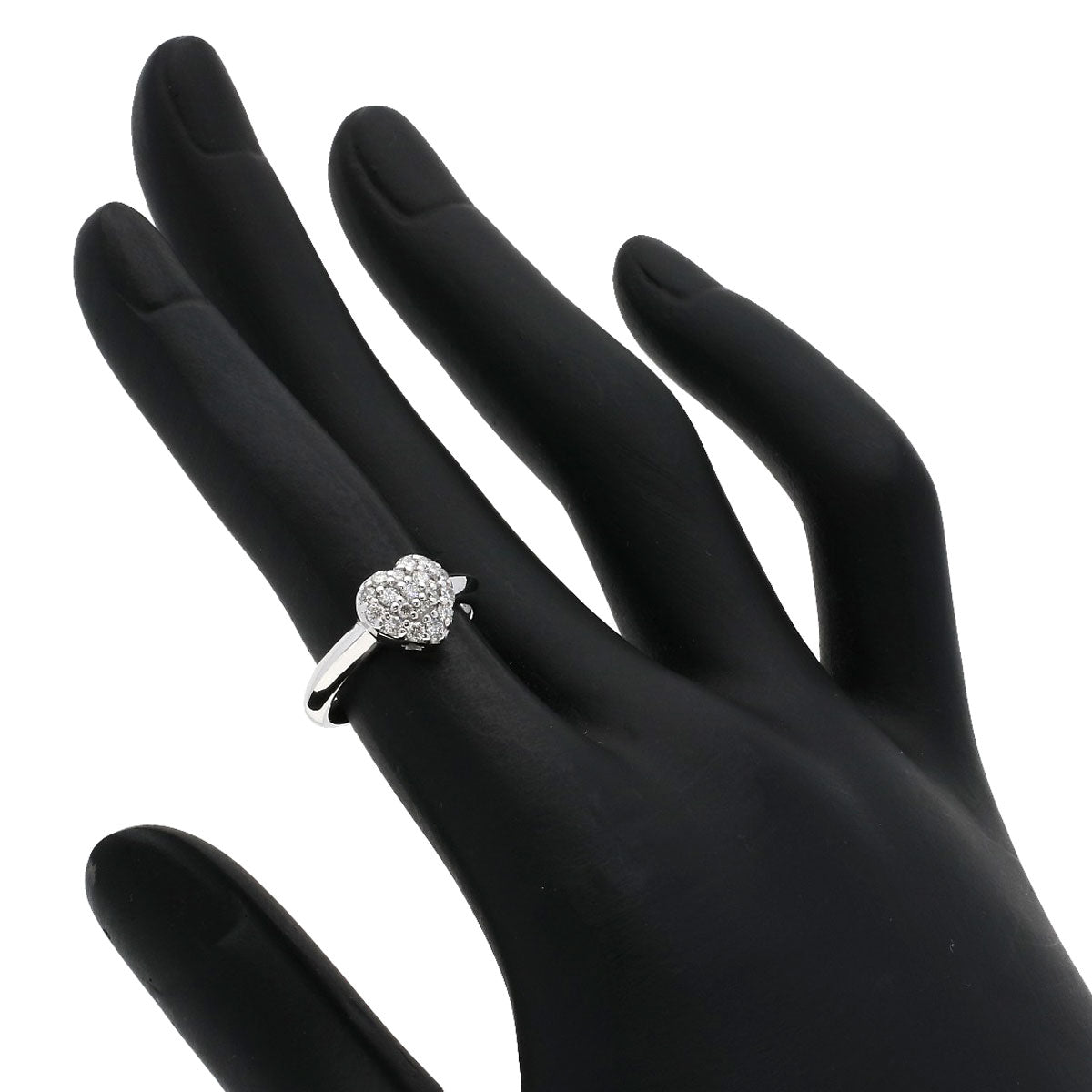 Ponte Vecchio Heart Pave Diamond Ring K18 White Gold Ladies [Used]