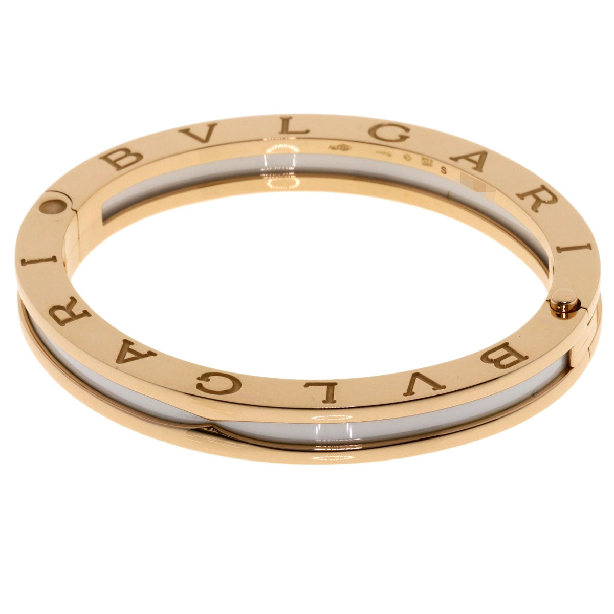 BVLGARI B.zero1 S White Ceramic Bracelet K18 Pink Gold Ladies [Used]