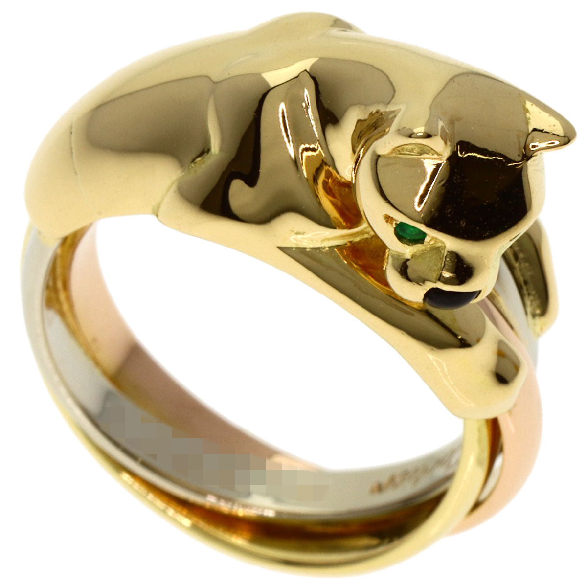 CARTIER PANTHERE Tsavorite Garnet Onyx Ring K18 Yellow Gold Ladies [Used]