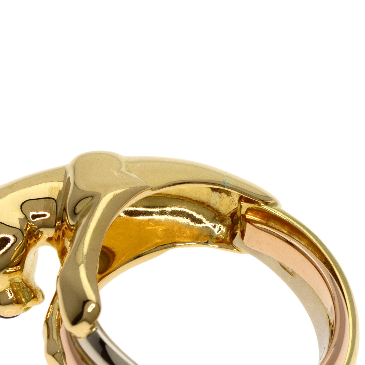 CARTIER PANTHERE Tsavorite Garnet Onyx Ring K18 Yellow Gold Ladies [Used]