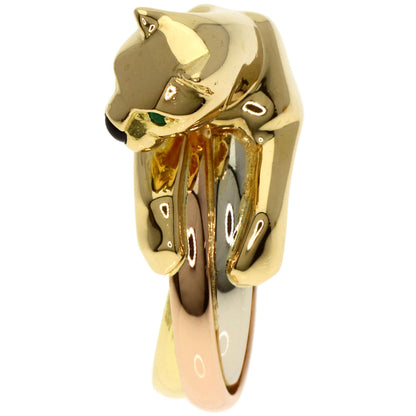 CARTIER PANTHERE Tsavorite Garnet Onyx Ring K18 Yellow Gold Ladies [Used]