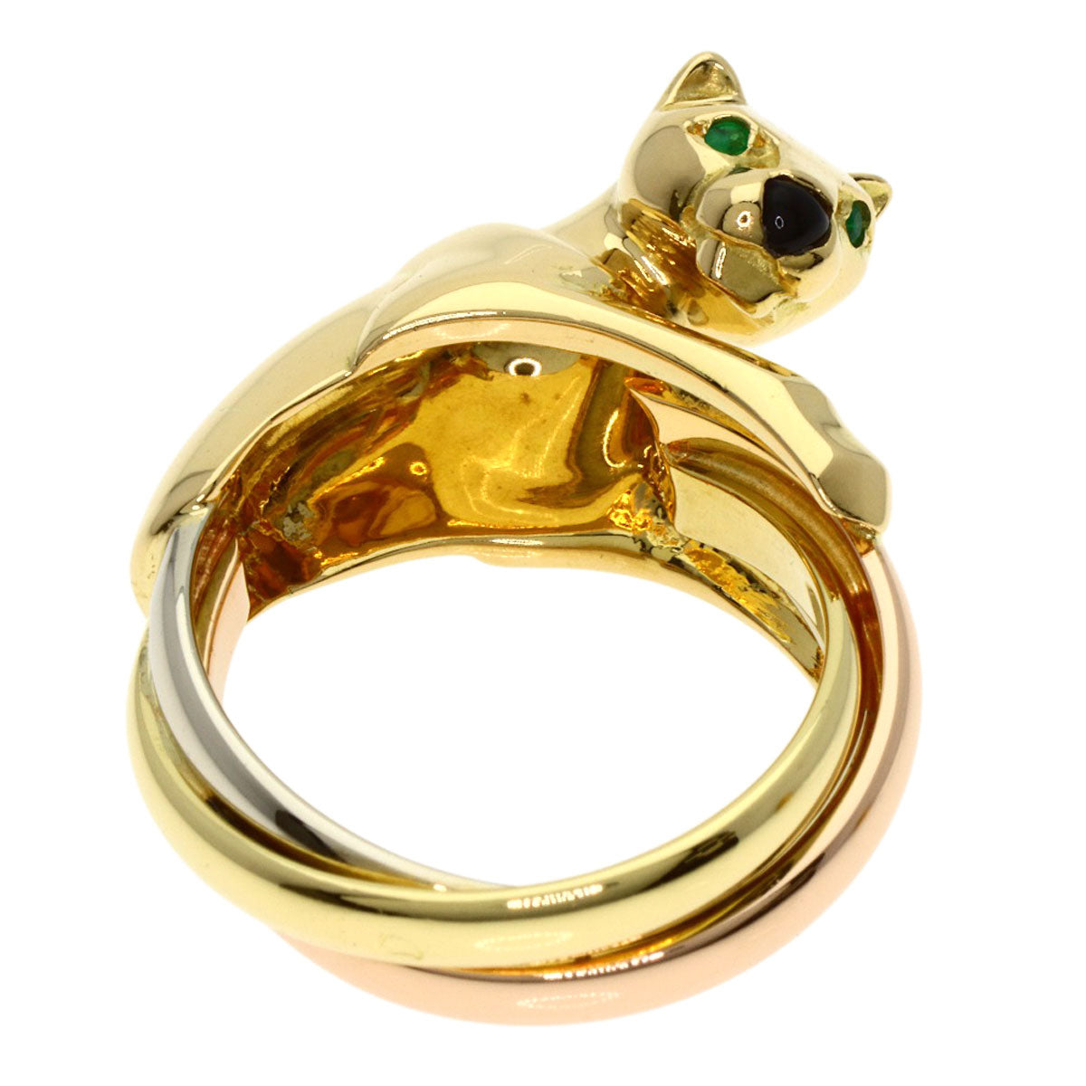CARTIER PANTHERE Tsavorite Garnet Onyx Ring K18 Yellow Gold Ladies [Used]