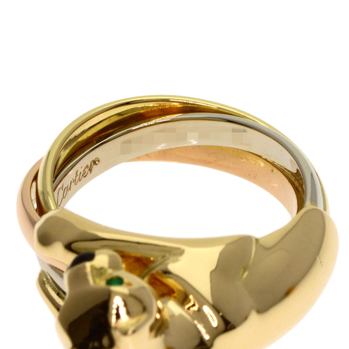 CARTIER PANTHERE Tsavorite Garnet Onyx Ring K18 Yellow Gold Ladies [Used]