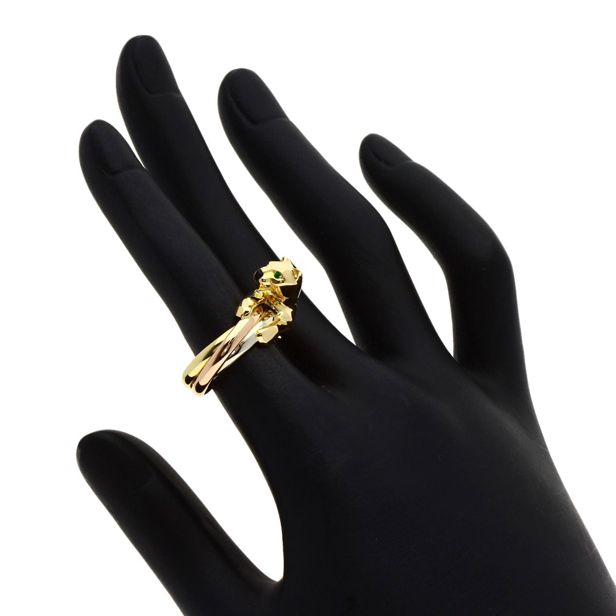CARTIER PANTHERE Tsavorite Garnet Onyx Ring K18 Yellow Gold Ladies [Used]