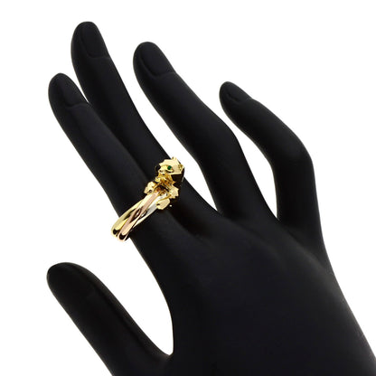 CARTIER PANTHERE Tsavorite Garnet Onyx Ring K18 Yellow Gold Ladies [Used]